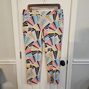 Trina Turk Pink and Orange Cropped Pants with Geometric Print